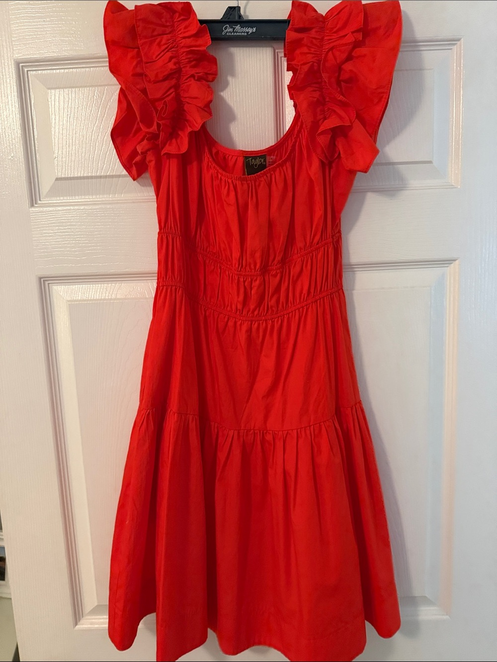 Taylor Red Ruffle Sleeve Casual Dress